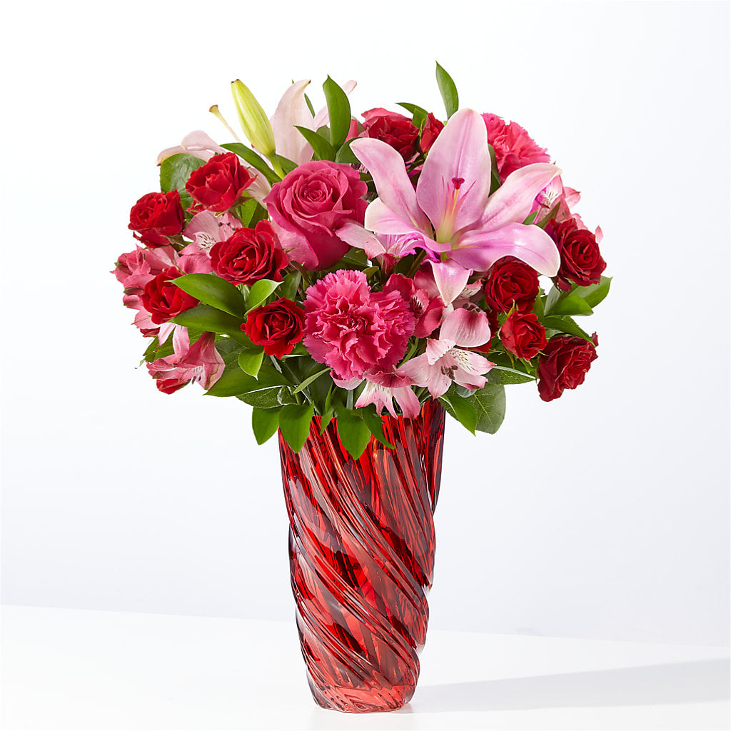 In Love Bouquet with Luxe Swirl Vase – Bath County Florist, Owingsville KY