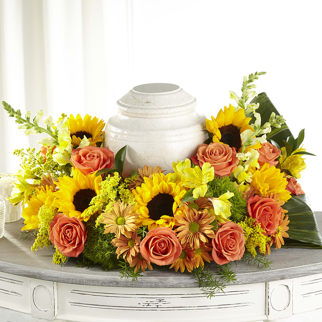 Faithful Sunflower Cremation Adornment – Bath County Florist, Owingsville KY