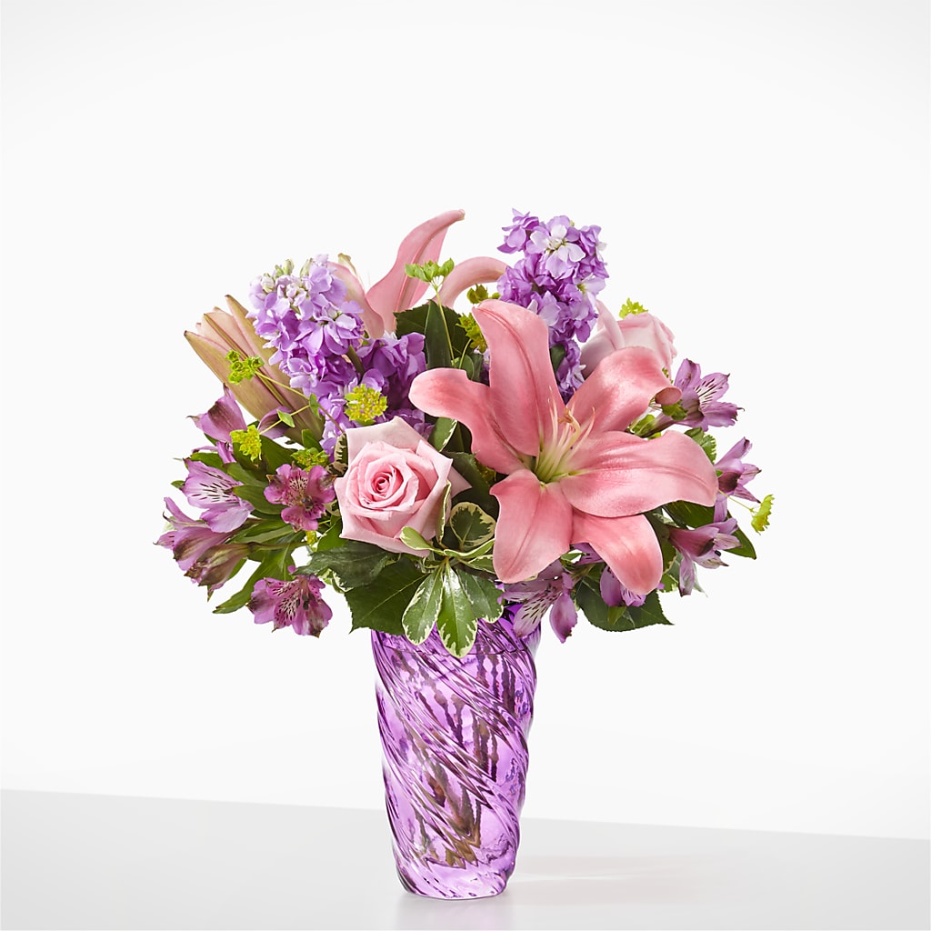 Precious Petals Bouquet with Luxe Swirl Vase – Bath County Florist, Owingsville KY