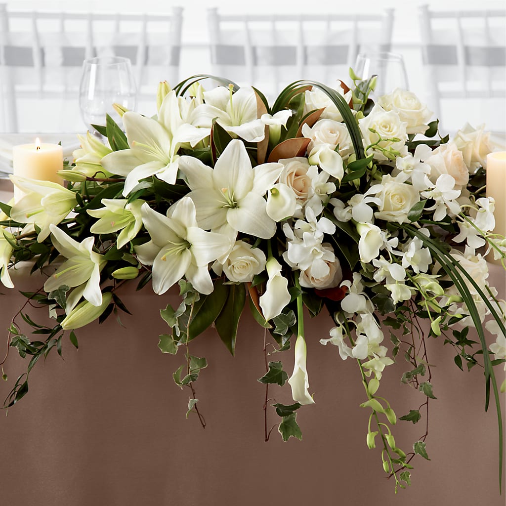 White Linen Arrangement – Bath County Florist, Owingsville KY