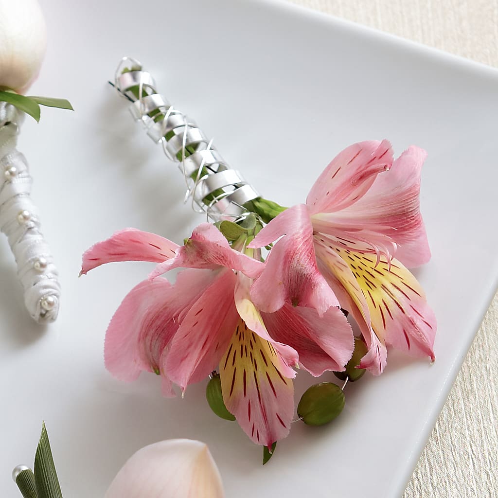 Pink Peruvian Lily Boutonniere – Bath County Florist, Owingsville KY