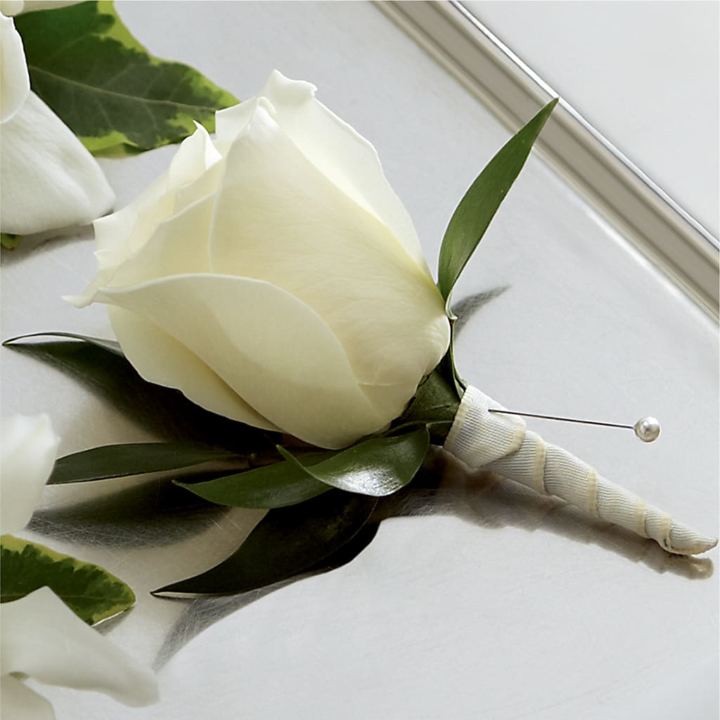 White Rose Boutonniere – Bath County Florist, Owingsville KY