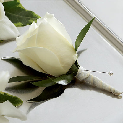 White Rose Boutonniere –  Bath County Florist, Owingsville KY